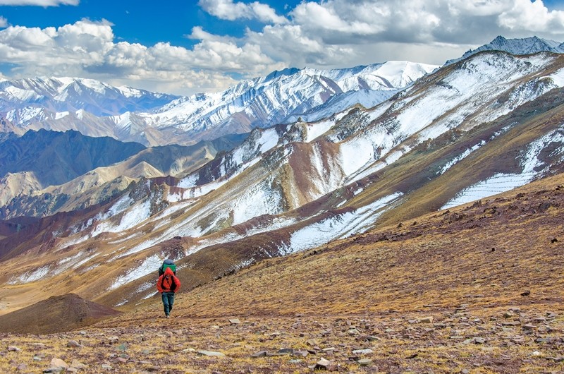 Mountain landscape in Ladakh. Treks in Ladakh. Adventure activities in Ladakh. Solo. Ladakh Backpacking.