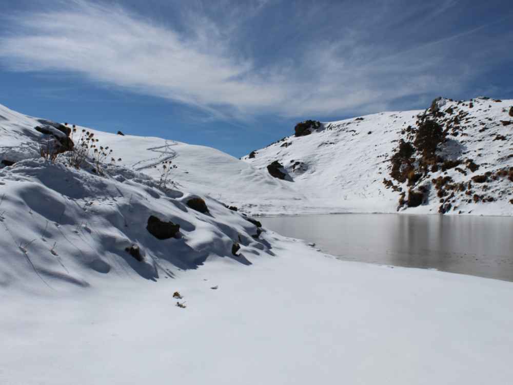Snow-covered Brahmatal Lake