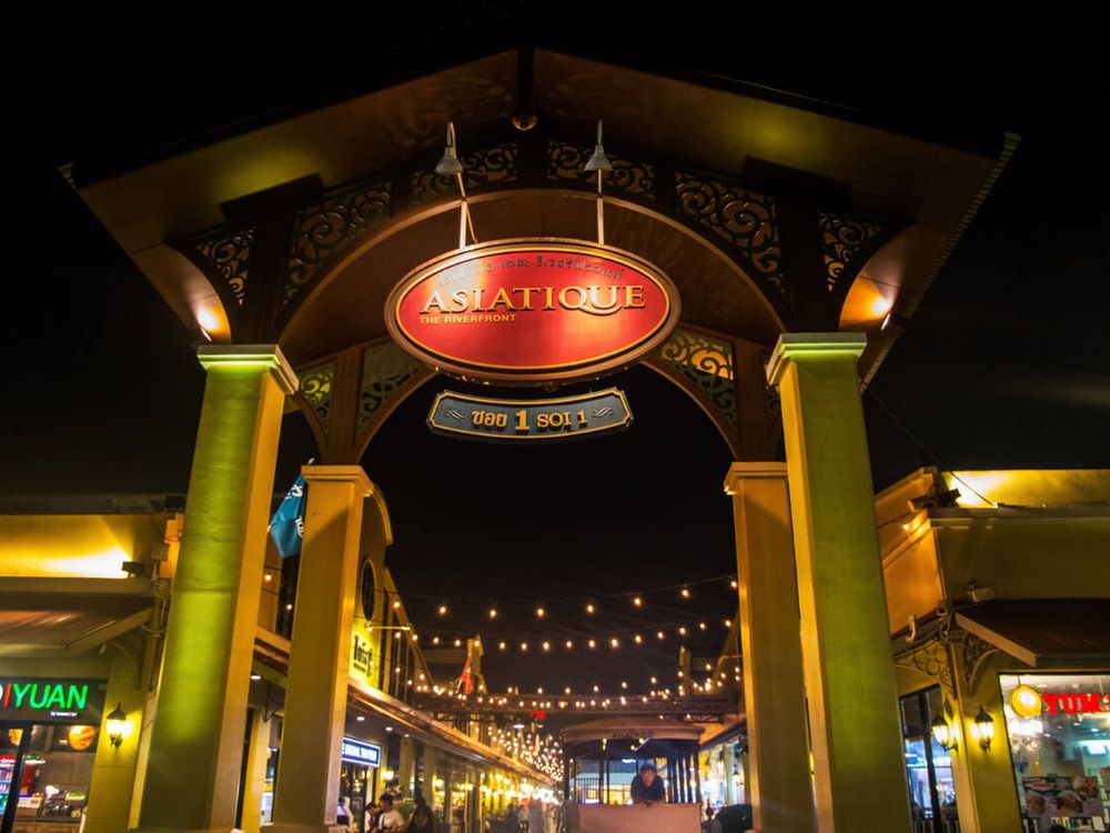 Asiatique by night, the Riverfront Factory District in Bangkok, Thailand
