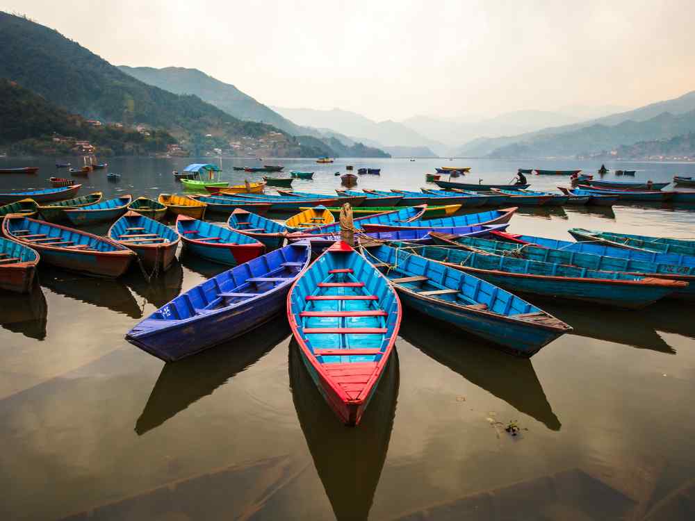 Boats on Phewa lake, Pokhara, Nepal