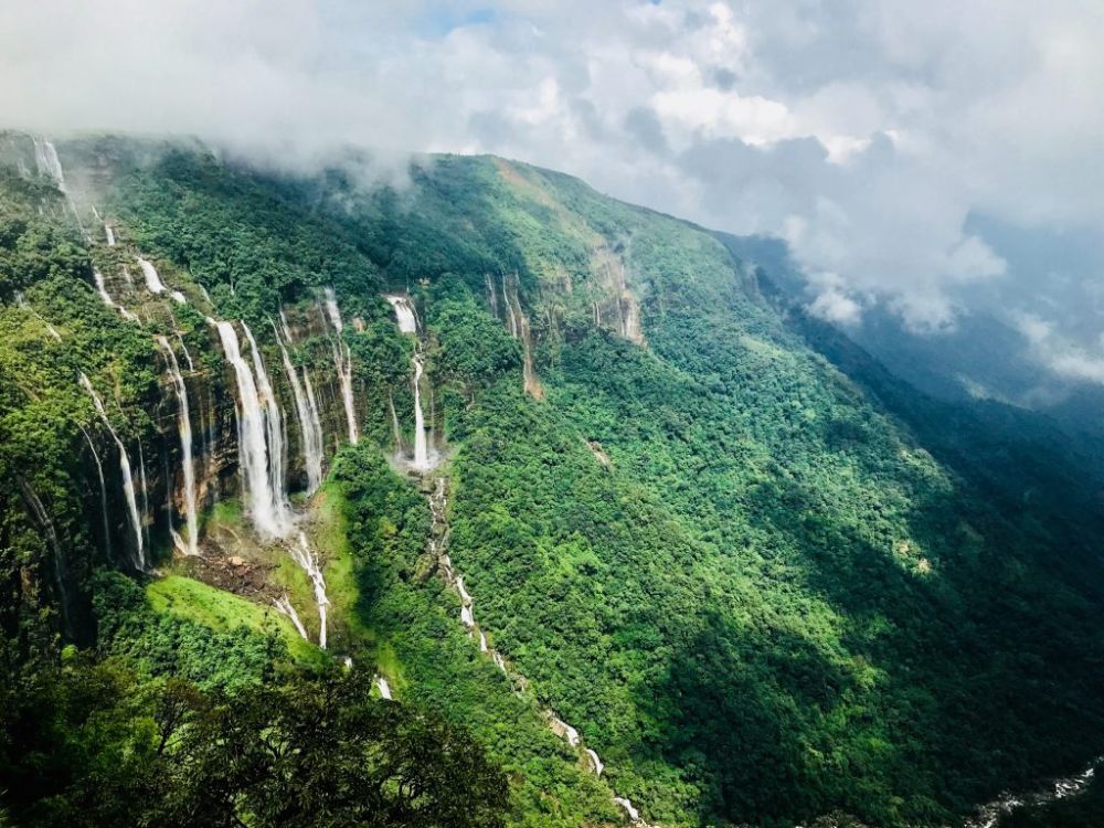 Nohsngithiang Falls ( seven sisters waterfall ) in Meghalaya