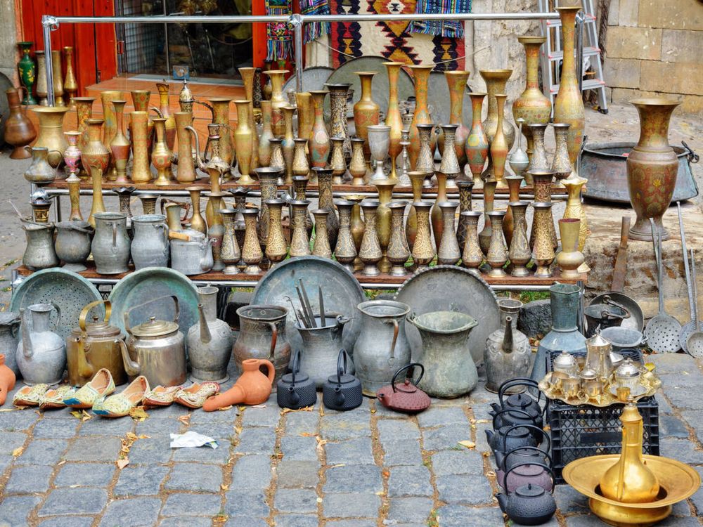 Antique pots, vases and jugs in Baku, Azerbaijan