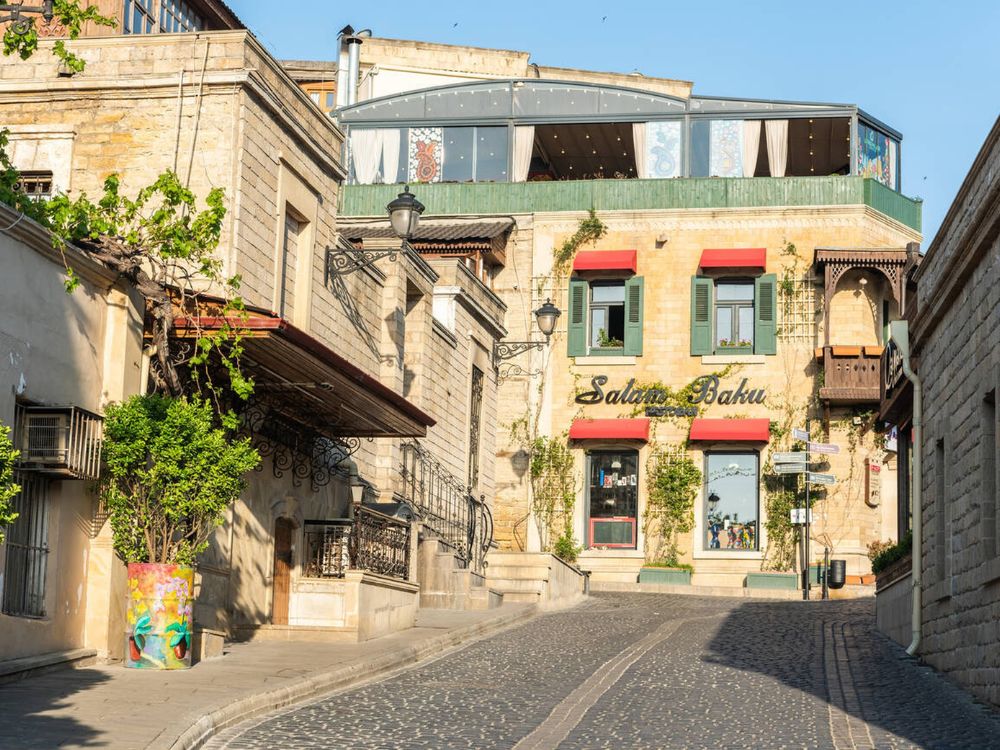 Street view in Icherisheher (Old City) quarter of Baku