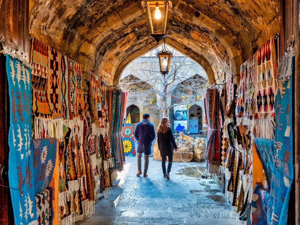 Entrance to an old Caravanserai now turned restaurant, Baku, Azerbaijan