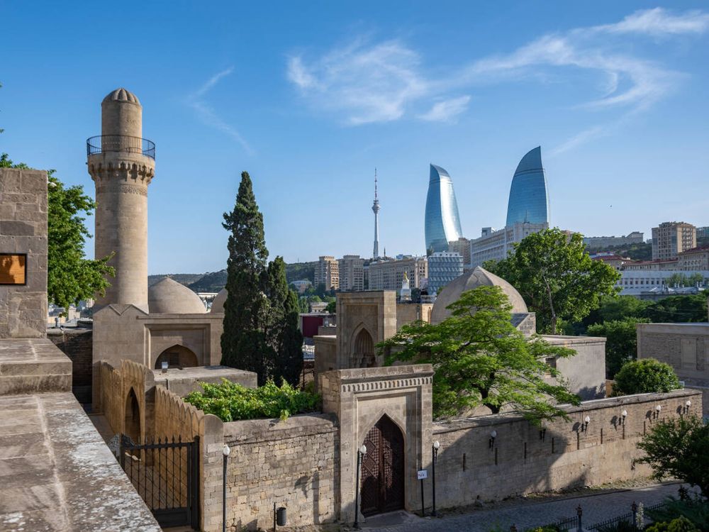 Shirvanshah’s Palace and The Flame Towers in the background