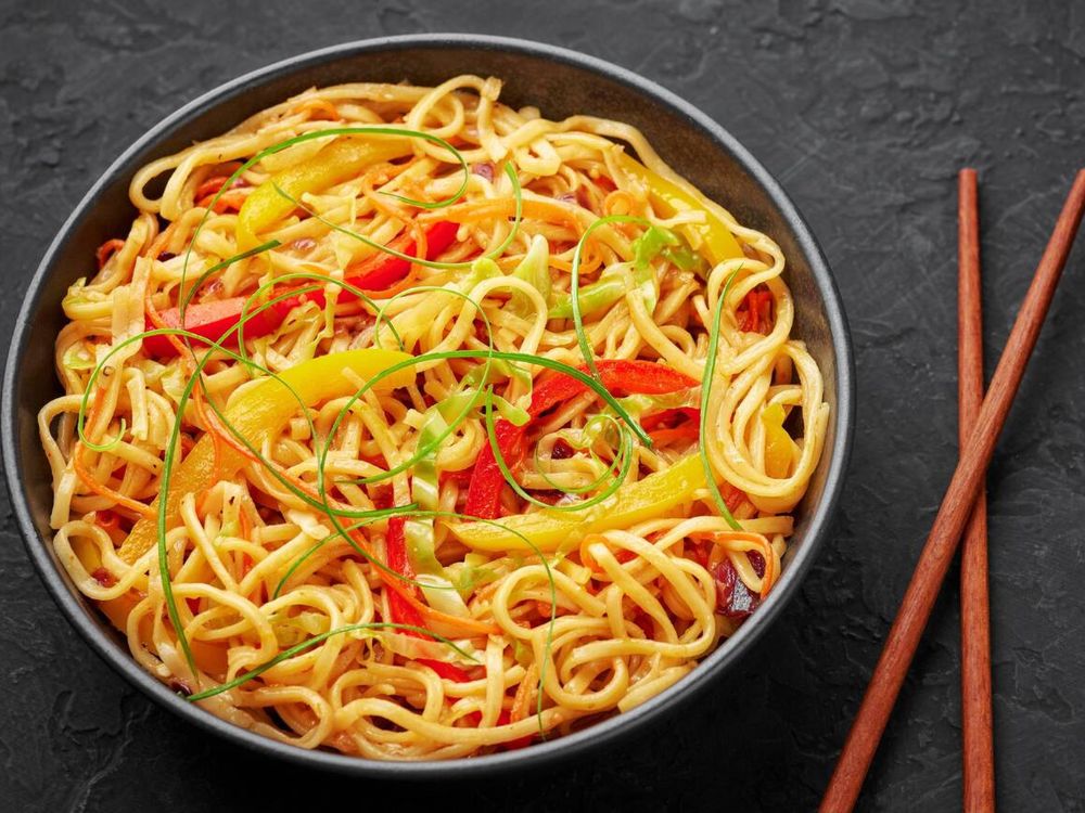 Chilli Garlic Noodles in Tenzing Cafe.