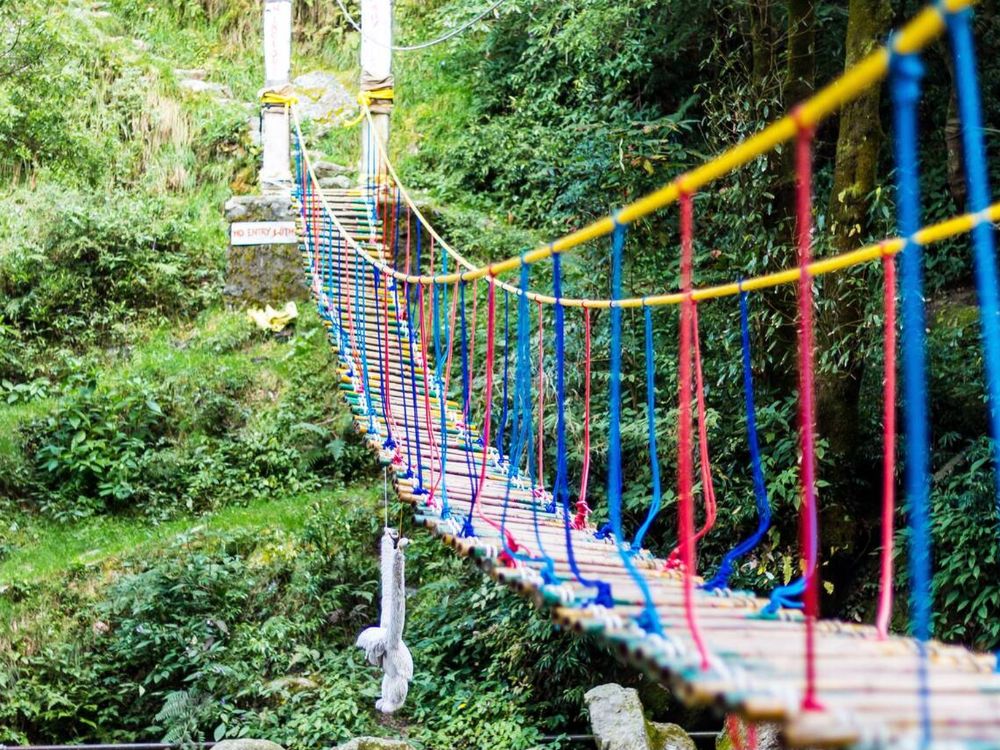 Rope Bridge over Panchpula Waterfall.