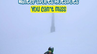 Snowboarder gliding on a snowy slope under ski lifts with the title India's Top Winter Sports Hotspots You Can't Miss.