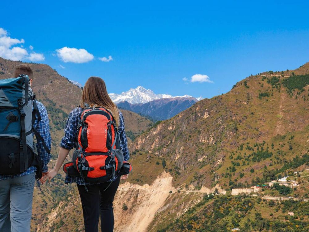 Hikers enjoying view of Chitkul- India's last village