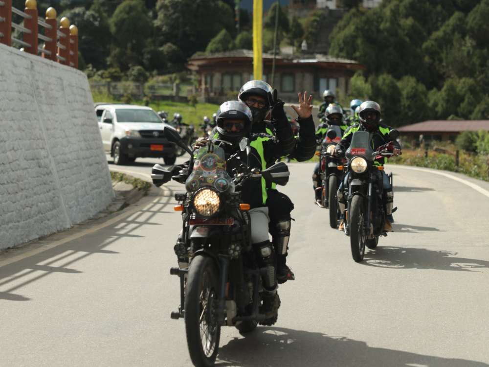 Bikers posing during a Bhutan Bike Trip
