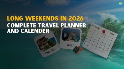 Long weekends in 2026 travel planner featuring Bhutan, Bali, and a January 2026 calendar