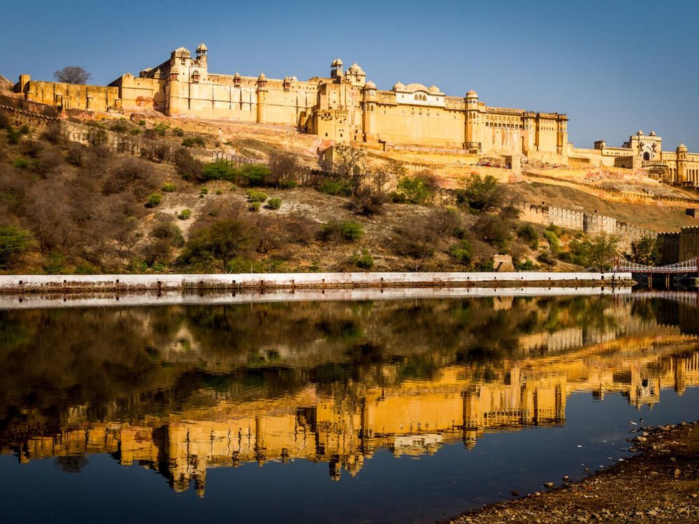 Nahargarh Fort, Jaipur with it's reflection in foreground