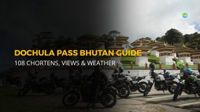 Biker at Dochula Pass in Bhutan