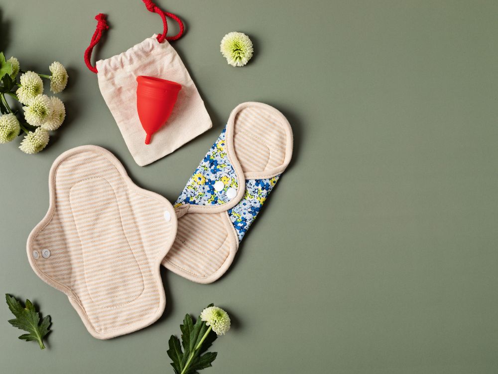 Zero waste periods kit. Reusable sanitary pads and menstrual
