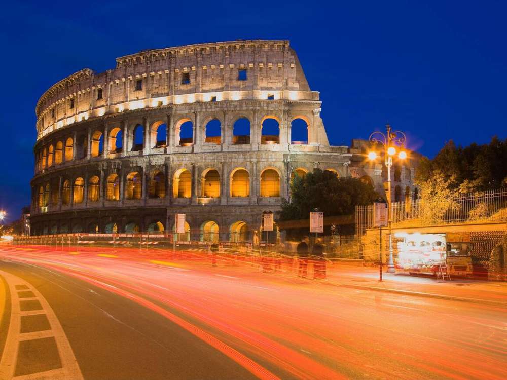 The night view of Colosseum in Italy