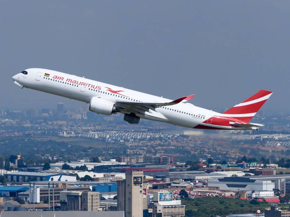 An air mauritius flight taking off