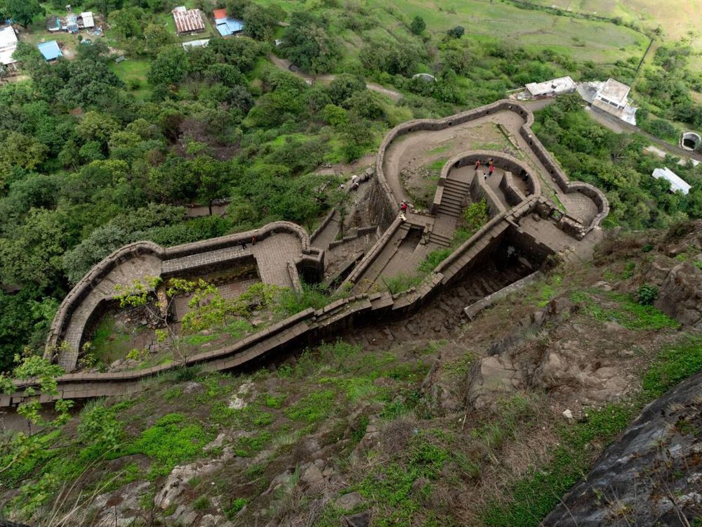 Aerial view of Lohagad Fort, Maharashtra