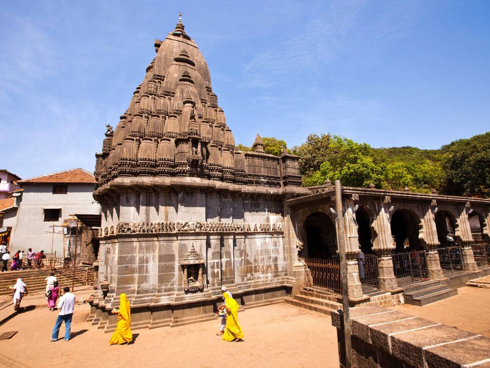 Devotees in the complex of Famous Bhimashankar Jyotirlinga in Maharashtra