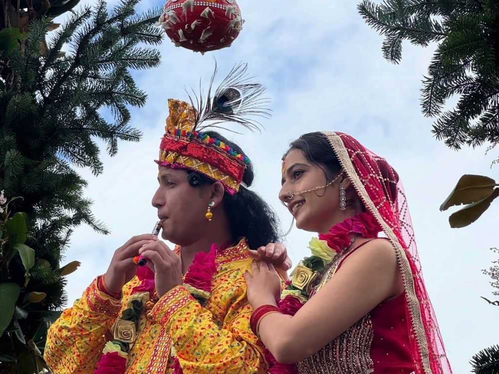A boy and a girl dressed for the Butter Festival in Dayara Bugyal