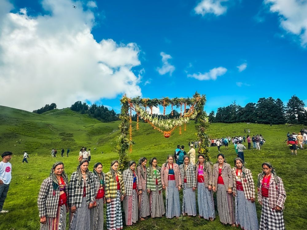 Local women dressed in their traditional attire for the Anduri Utsav